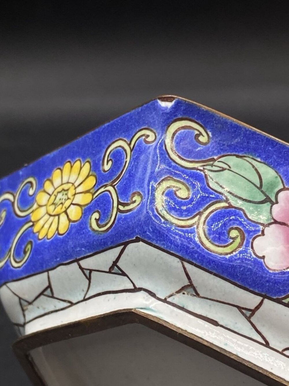 Hexagon Enamel Trinket Box Hand Painted Metal Book Designs Knobler 6 Sides READ - Picture 5 of 12